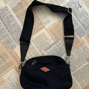 MZ Wallace Black Crossbody Bag with Tan Accent